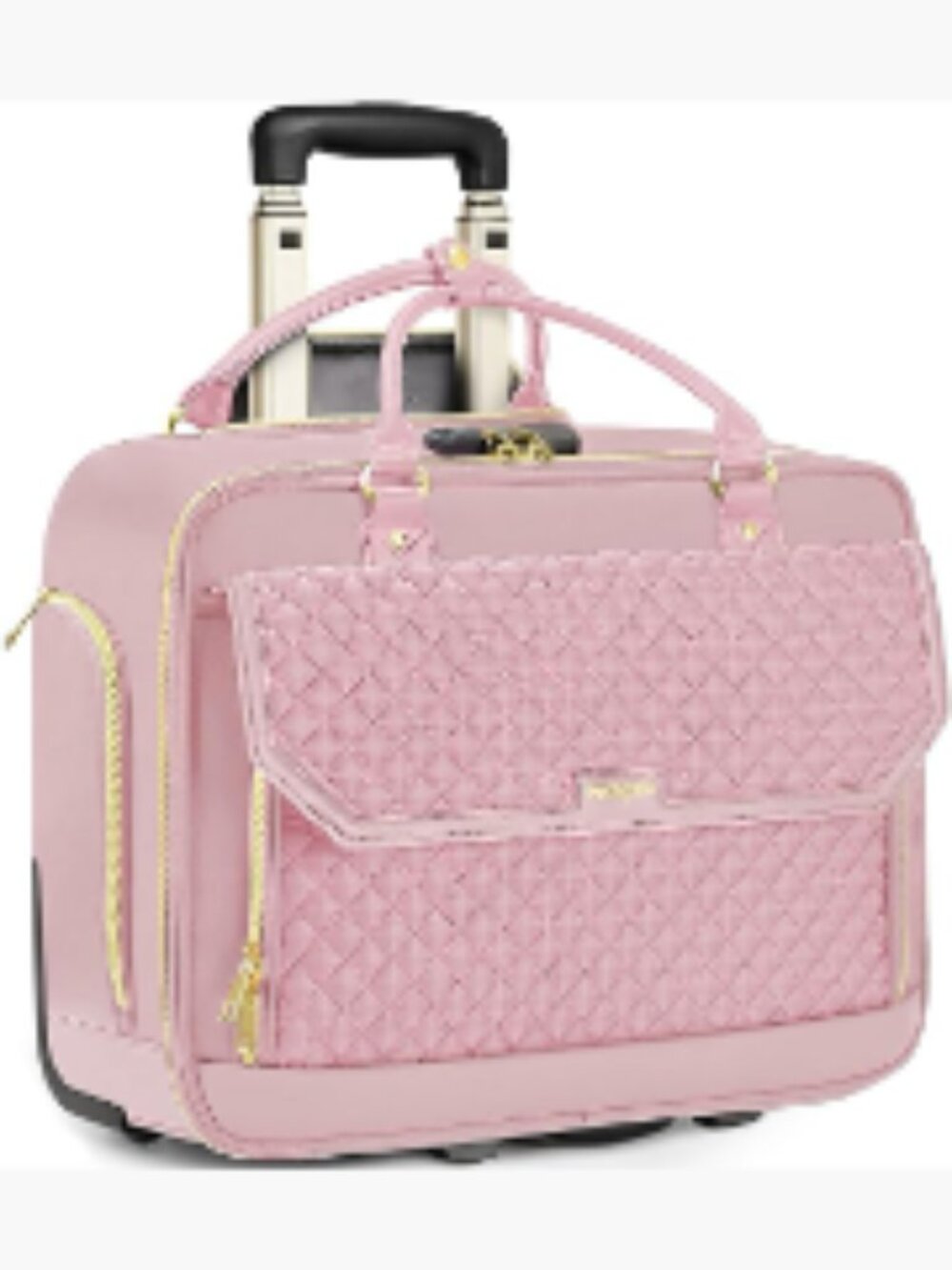 Rolling Laptop Bag with Wheels, 17 Inch Computer Briefcase, Leather Polyester,